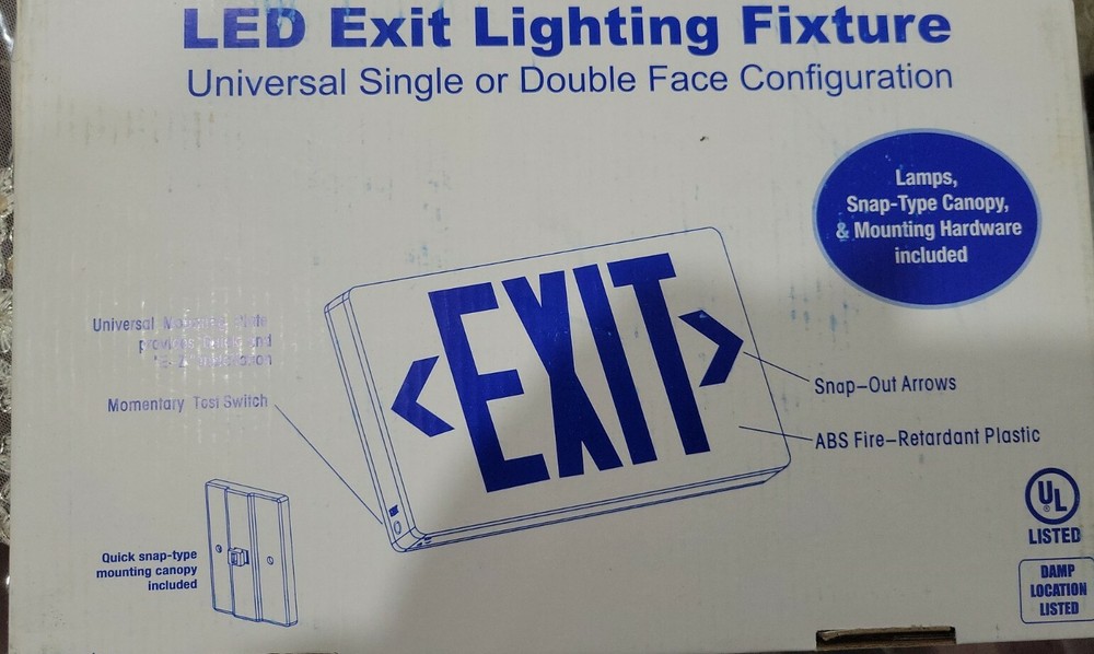 LED EXIT LIGHTING FIXTURE UNIVERSAL SINGLE OR DOUBLE FACE CONFIGURATION