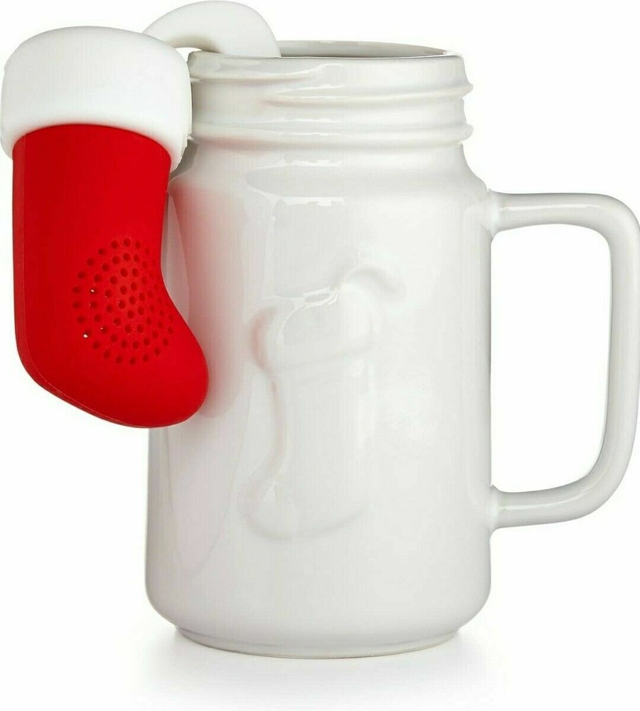 twelveNYC Christmas Stocking Tea Infuser Kit White Mug Silicone Infuser NEW