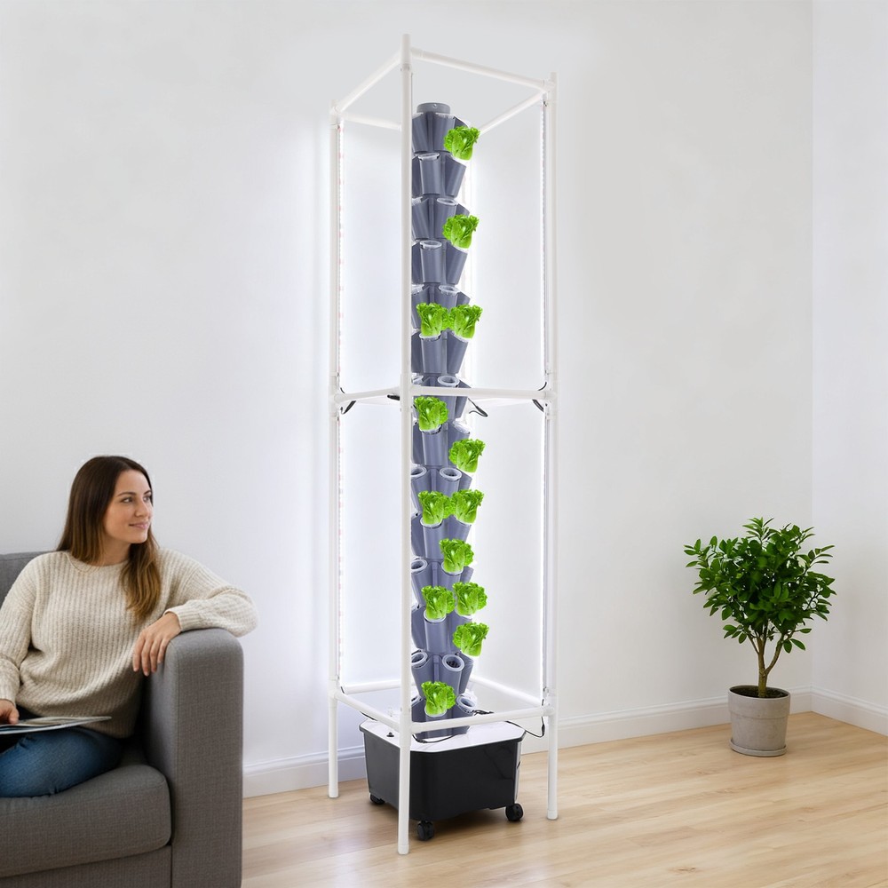 Vertical 70-Pots Hydroponics Tower w/Light Hydroponic Growing System Gardening