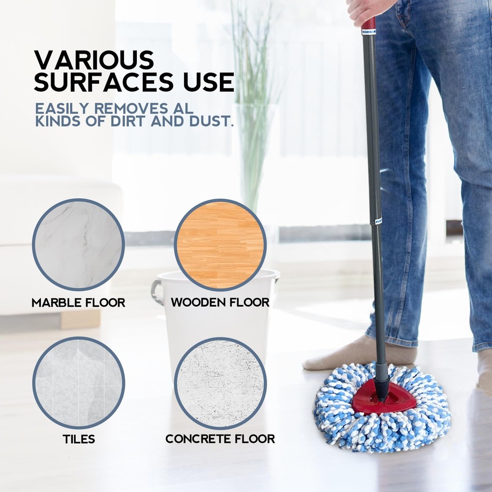 2-Tank System Spin Mop Head 3 Pack Mop Head Compatible RinseClean System Micr...