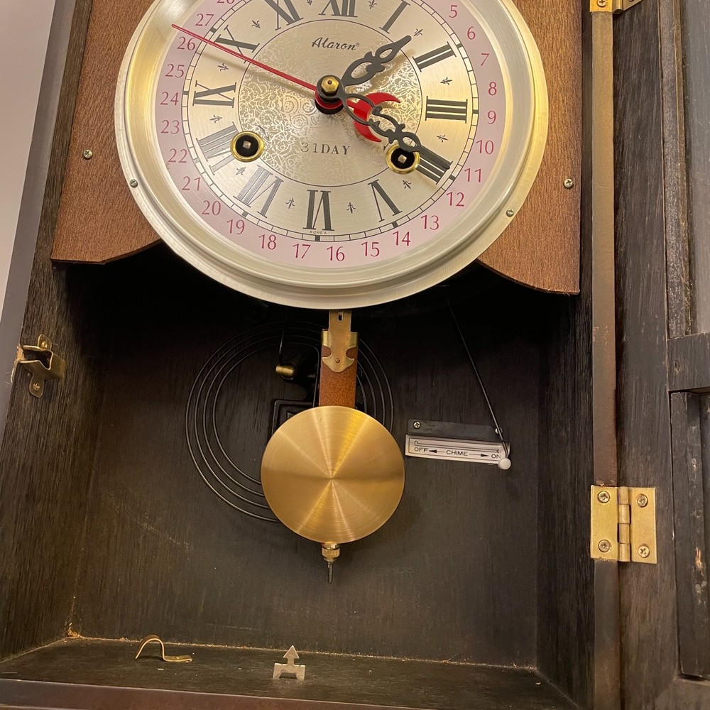 Vintage Rectangular Regulator Wooden Wall Clock with Chimes, Regal, Elegant