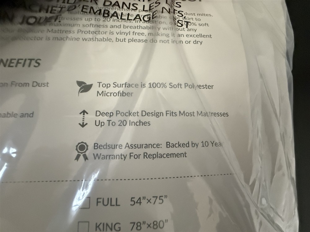 Mattress Protector Anti Bacterial Breathable Twin Size White Quilted