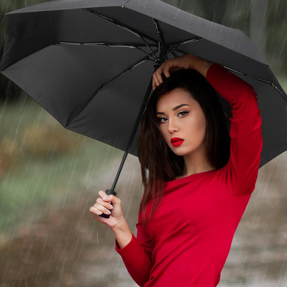 Travel Umbrella Windproof Compact Automatic Wind Resistant Folding Lightweight