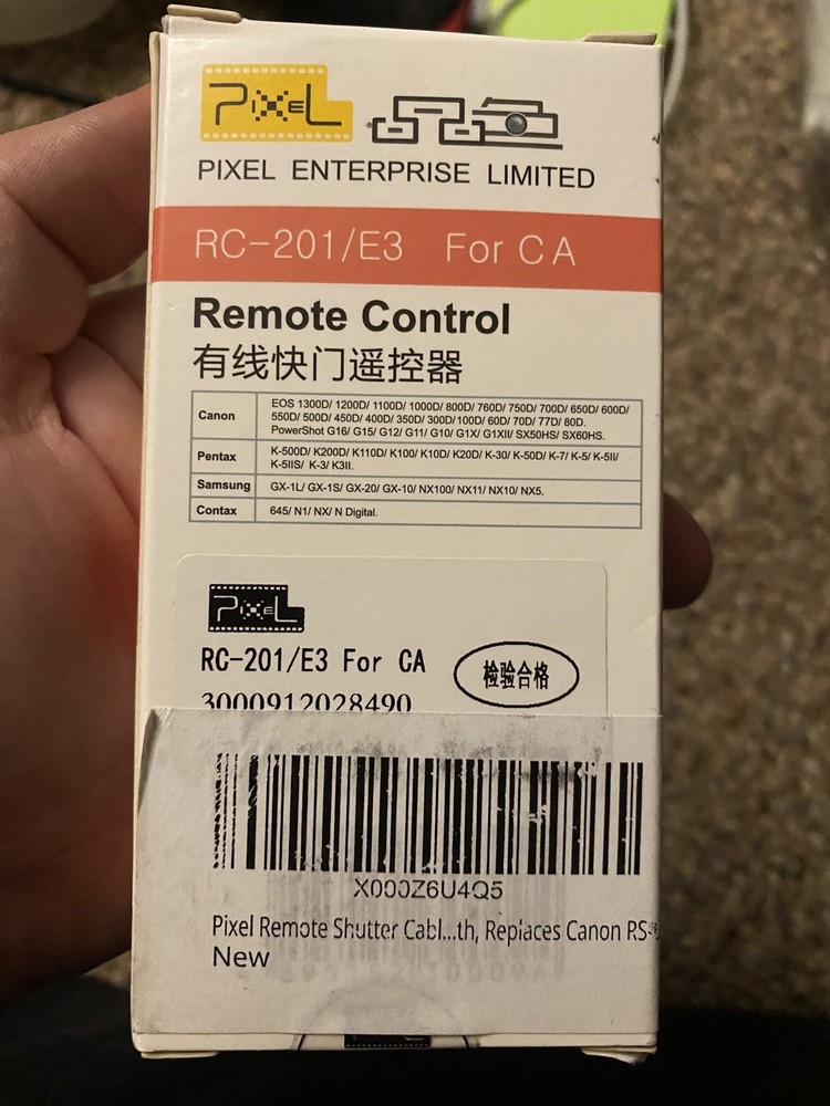PIXEL RC-201/E3 - Wired Remote Control for Canon / Type RS-60e3. Pentax Samsung