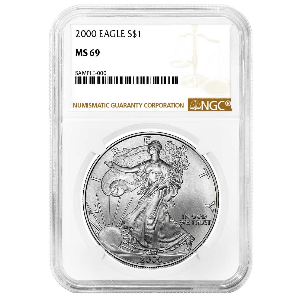 2000 $1 American Silver Eagle NGC MS69 Brown Label
