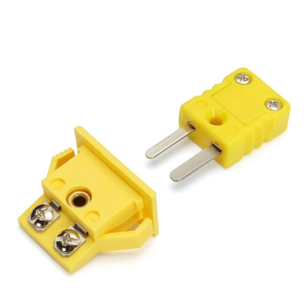 2 Set K-Type Panel Mount Thermocouple Miniature Socket and Plug Connector Yellow