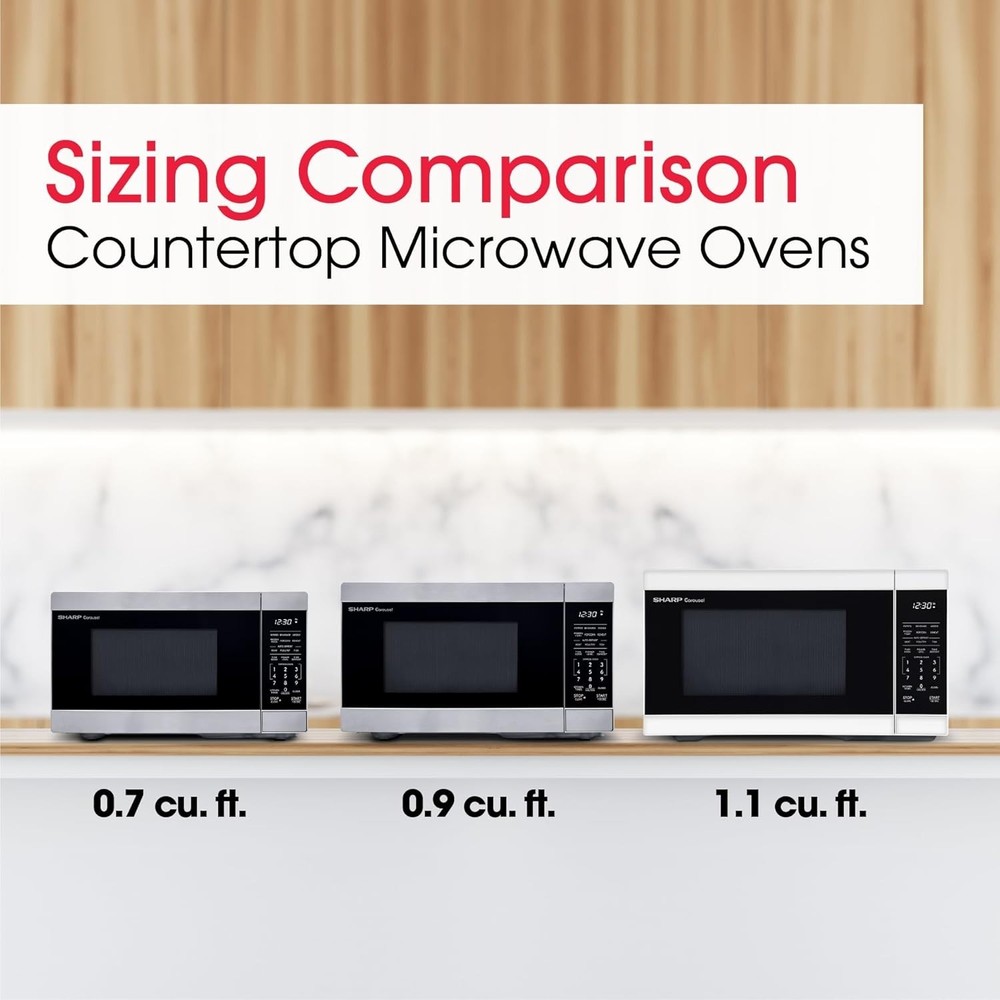 New Design! 1000W Countertop Microwave, White