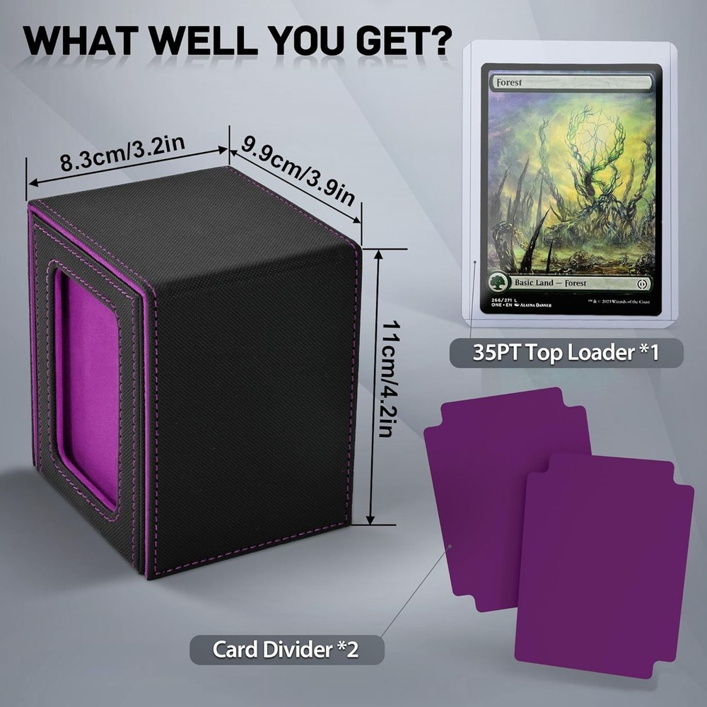 Durable Commander's Deck Box with Card Dividers and Top Loader for Collectors