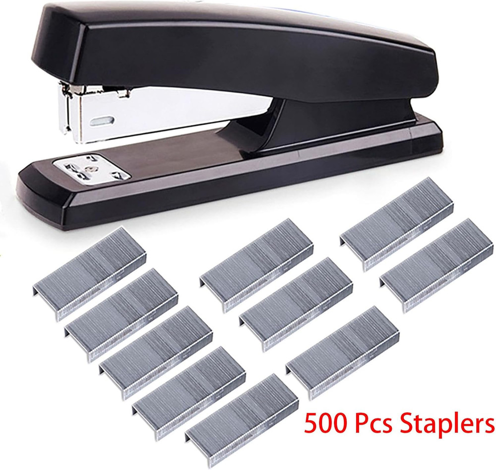 Desktop Staples, 4.8 Inch Labor Saving Black Stapler for 20 Sheets Capacity
