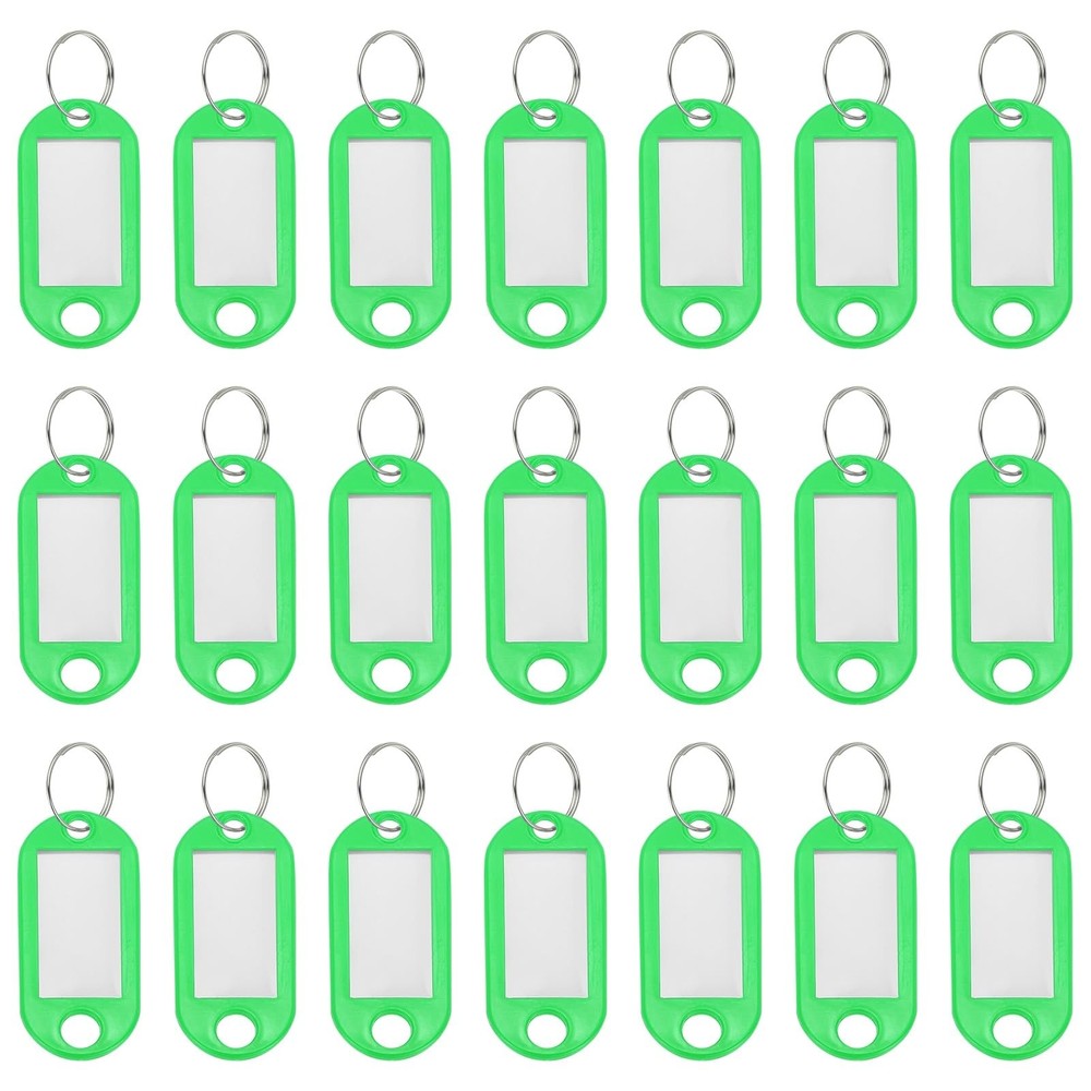 Plastic Key Tags with Split Ring Label Window Identifiers Keychain Tags, 4.7x...