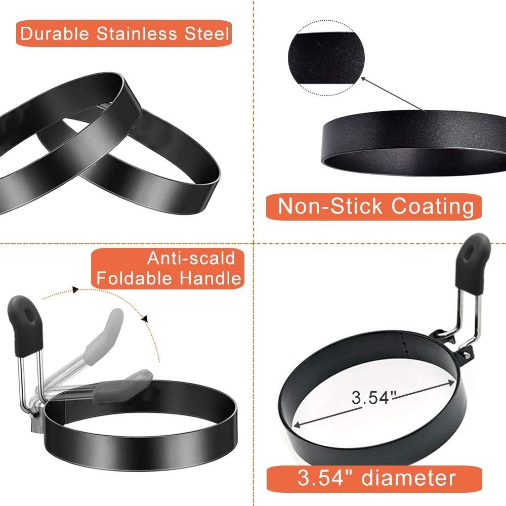 Multi-Functional 3.5" Egg Rings Set for Perfectly Shaped Breakfast Delights