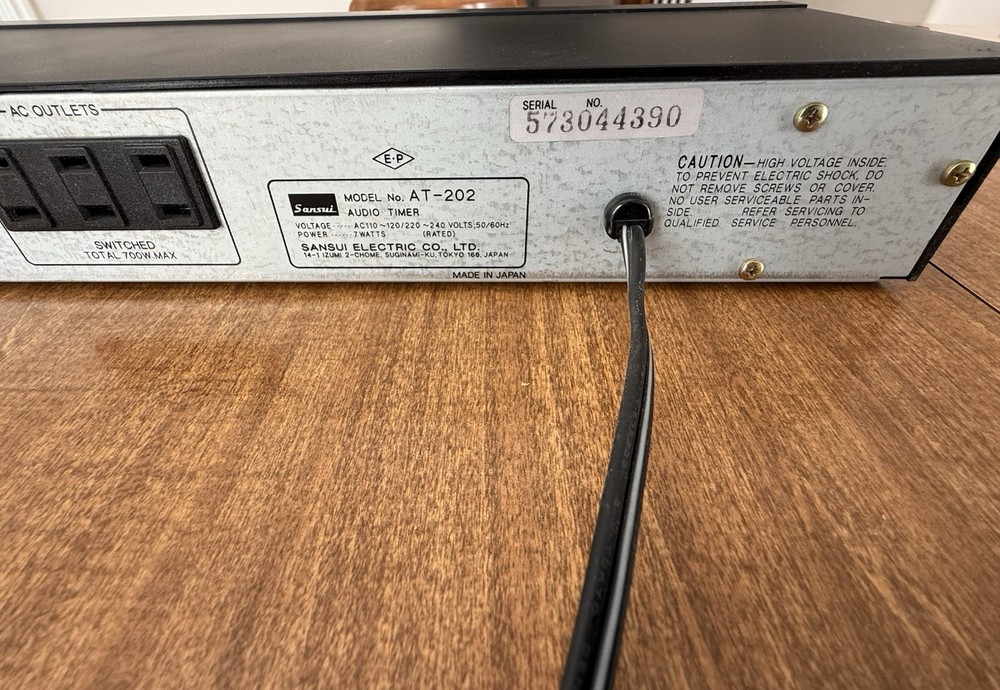 Sansui AT- 202 audio program timer in black. 3 outlets to control system. Tested