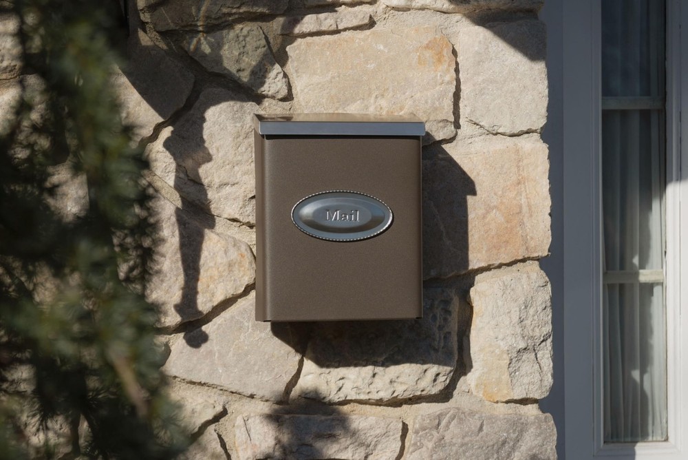 Designer Galvanized Steel Wall-Mount Mailbox Venetian Bronze Medium Size