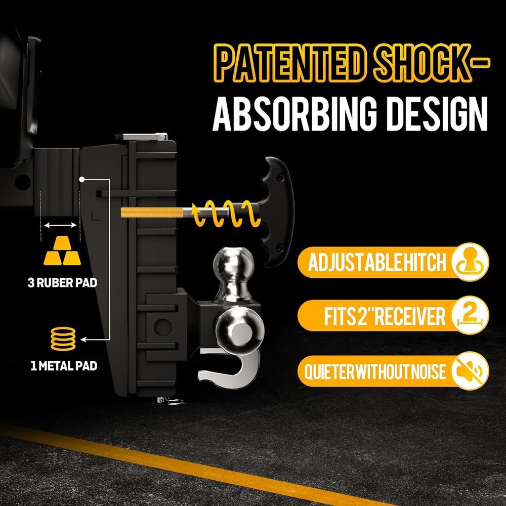 Adjustable Trailer Hitch 2" Receiver 8" Drop Hitch Tri-Ball Mount with Hook Used