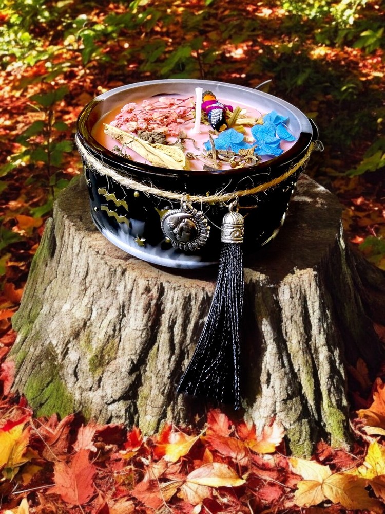 Protection candle, Paganism. Intentional candle with esoteric herbs. Gift Inside