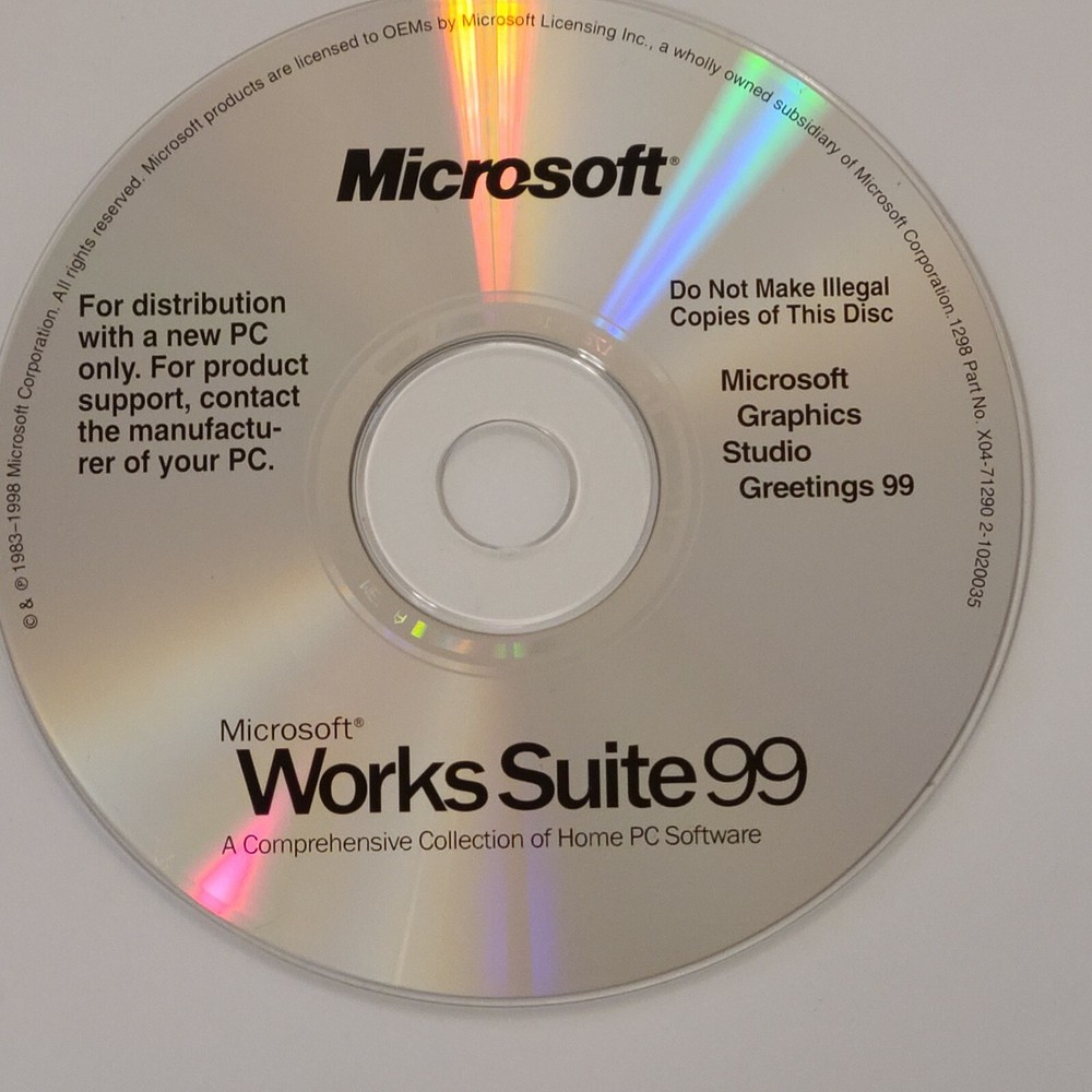 Microsoft Works Suite99 Four CDs and User Guide Excellent Pre-owned Condition