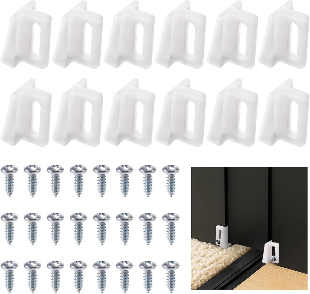 12pcs N 6950 Pocket Door Guide, Plastic Bottom Guide Doors White