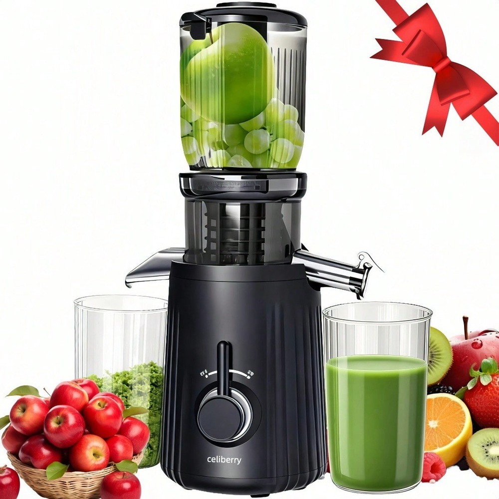 celiberry Cold Press Juicer Machines, Compact Slow Masticating Juicer-FGQA