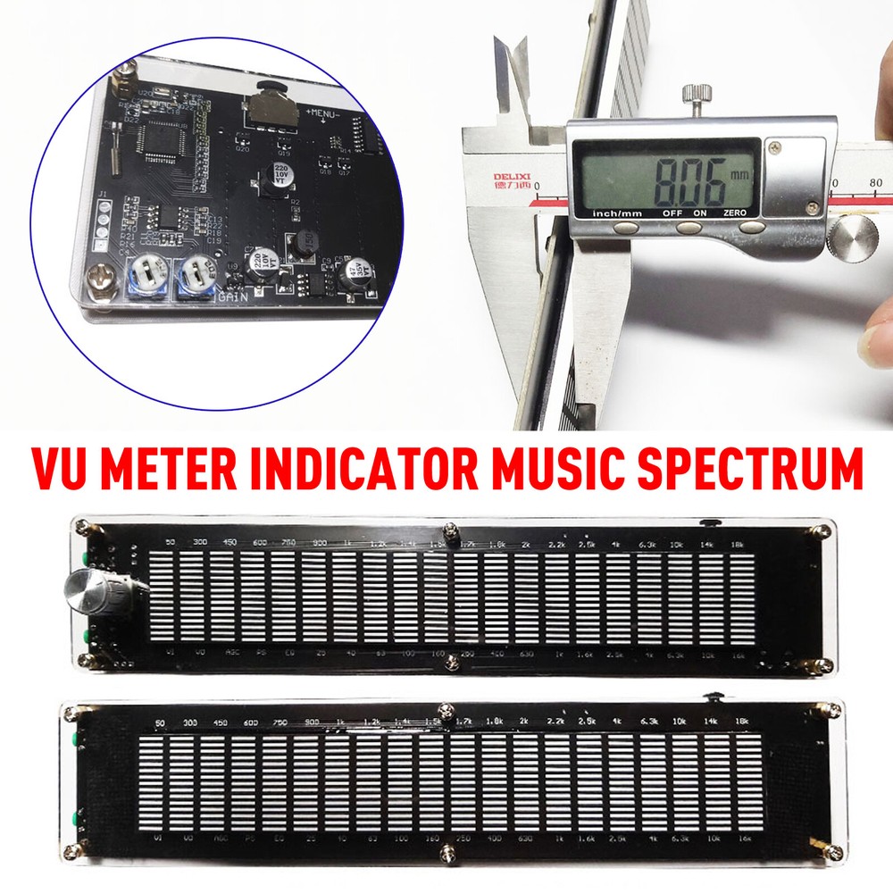 20 Segment LED Level Display Stereo VU Meter Indicator Music Spectrum Analyzer