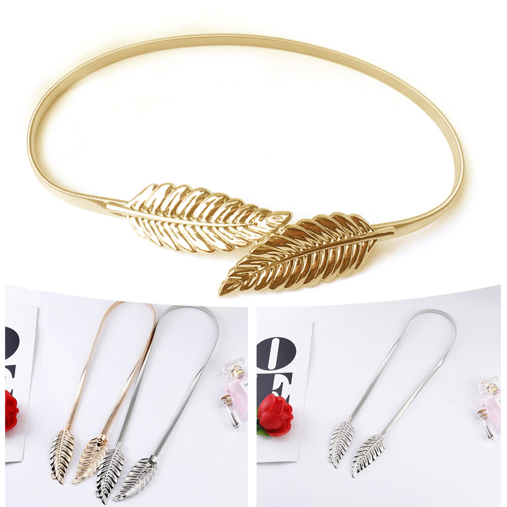 Leaf Shape Wedding Elastic Strap Decorative Stretchy Skinny Belt Female Strap