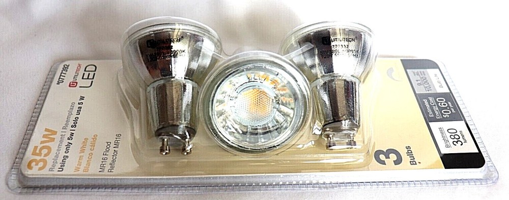 3 pack 35W Replacement LED bulbs, Warm White, MR16 Flood, *Choose Your Base*