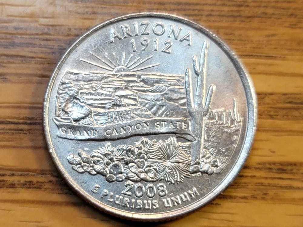 2008 P Arizona State Quarter with Die Chips.