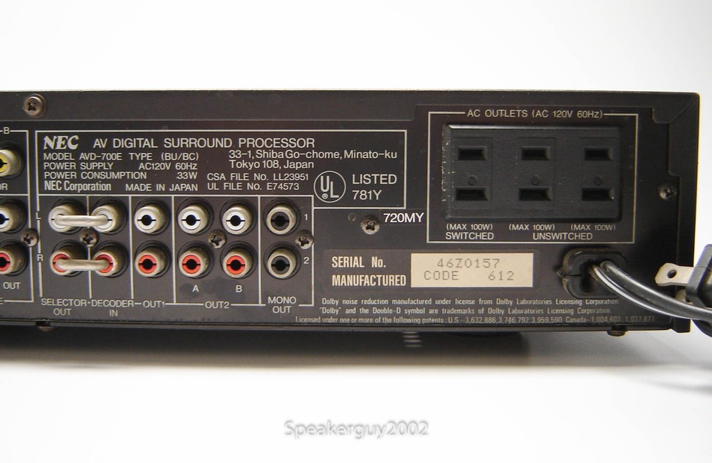 NEC AVD-700 / Digital Surround Processor / 46Z0157