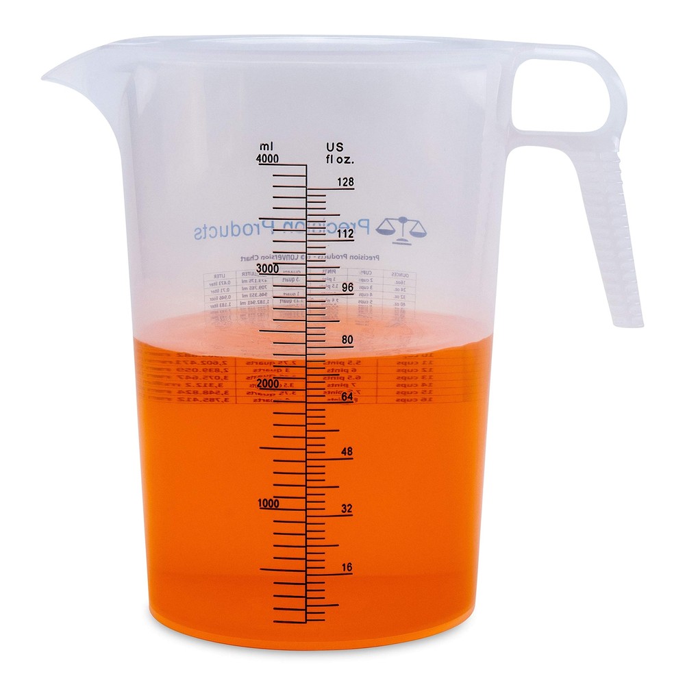 One Gallon 128oz Measure Pitcher - Convenient Conversion Chart - Strong Food Gra