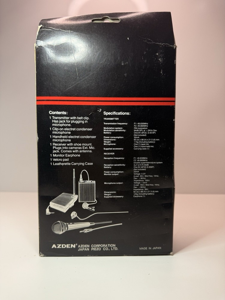 🎤 Azden WMS-200 Wireless Microphone System for Video Camera (D1)