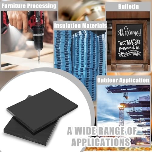 2 Pack Black Abs Plastic Sheet 12" x 6", 1/4" Thick Hdpe High Density