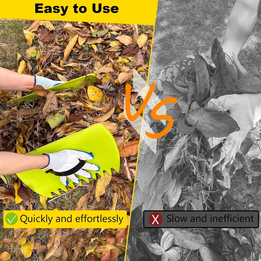 2 Sets Leaf Scoops Hand Rakes, and Claws with 2 Pairs Yellow