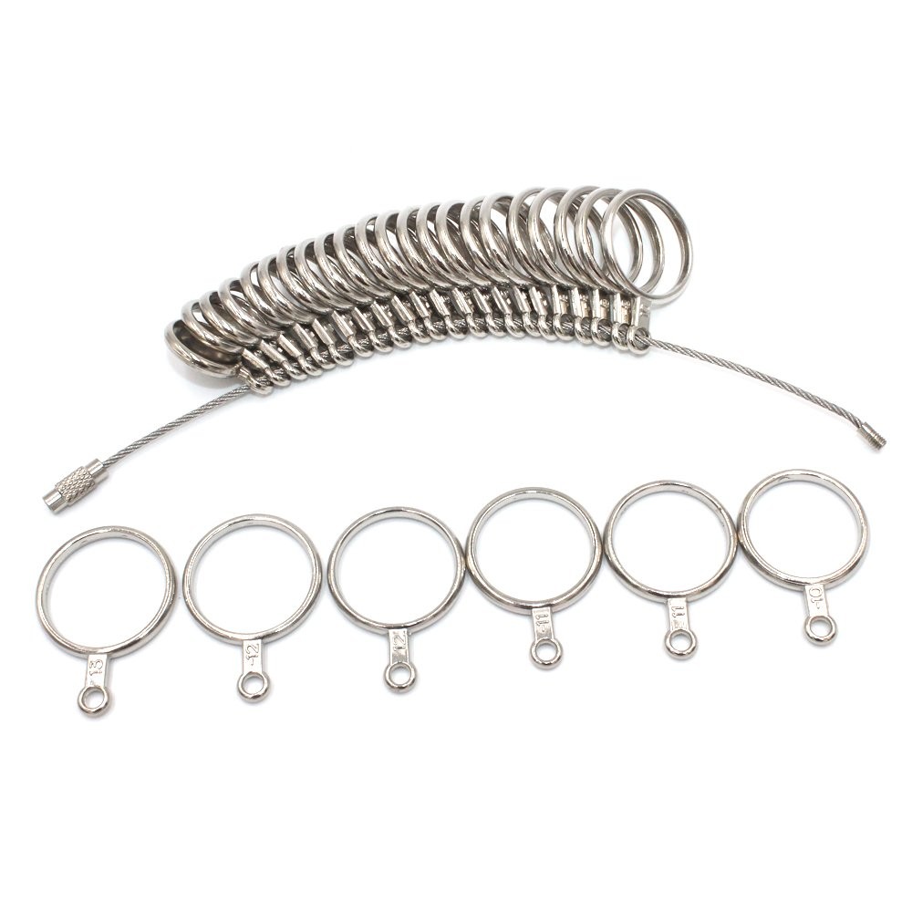 PHYHOO Ring Sizer Measuring Tool Set Metal Finger Sizing Gauge 0-13, Silver