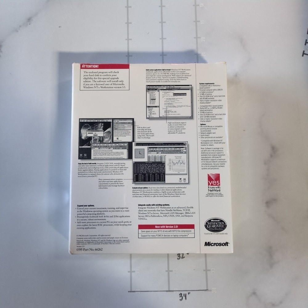 Microsoft Windows NT 3.51 Workstation Step Up Edition New Sealed