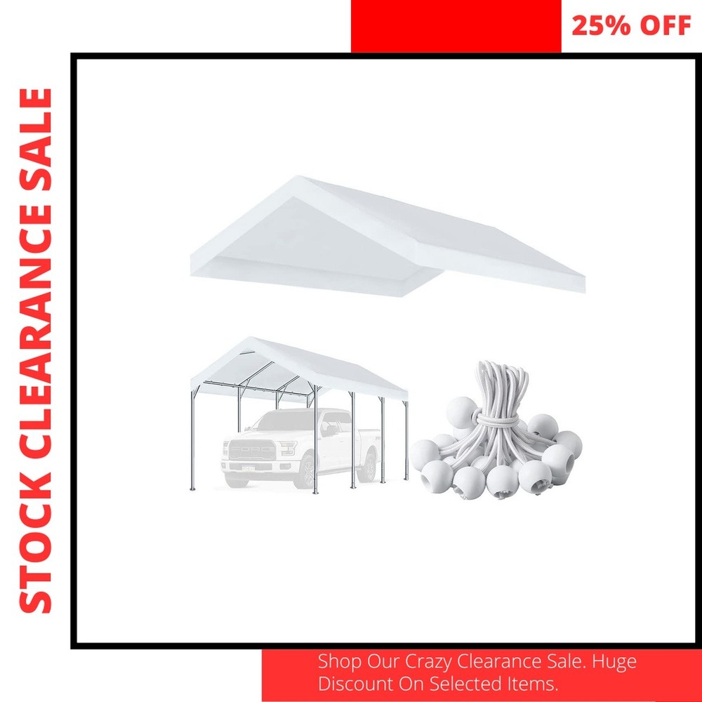 10x20ft Carport Replacement Top Canopy Cover White