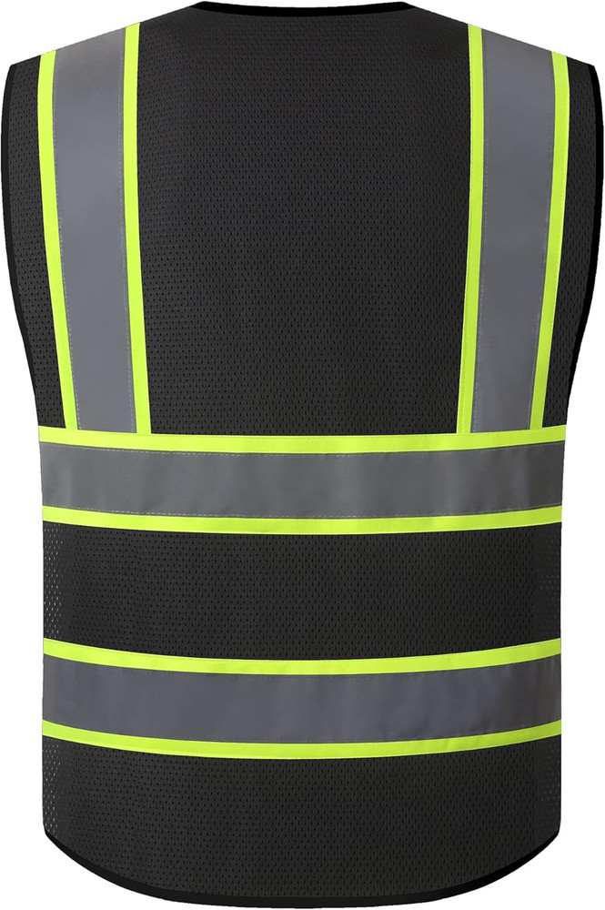 Reflective High Visibility Safety Vest with Pockets Zipper Front ANSI/ISEA Stand