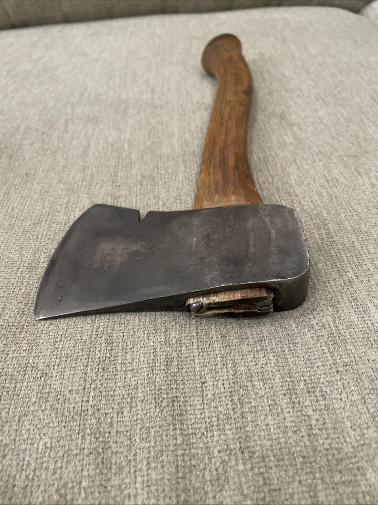 Vintage Dunlap Tools Logo Single Bit Hand Axe Nice With Leather Sheath
