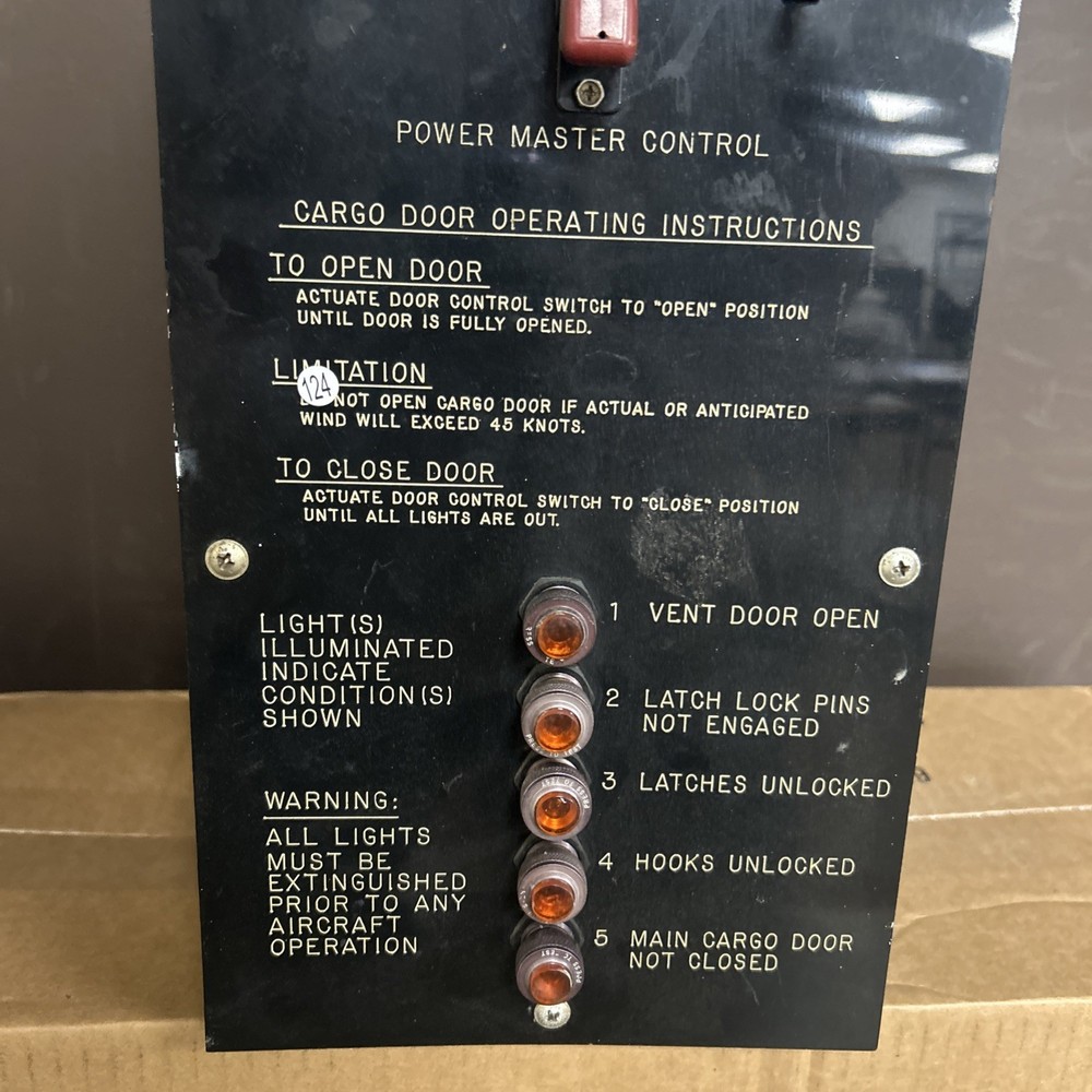 Vintage Lockheed C-130 Control Panel For Cargo Bay