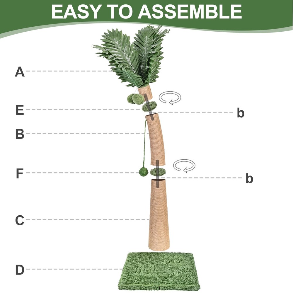 40 Inch Tall Cat Scratching Post Tree with 3 Interactive Balls Sisal Rope