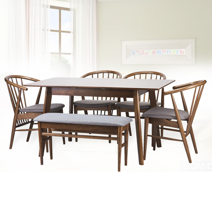 Nicole Modern Solid Wood Bench w/Padded Seat Medium Brown Color