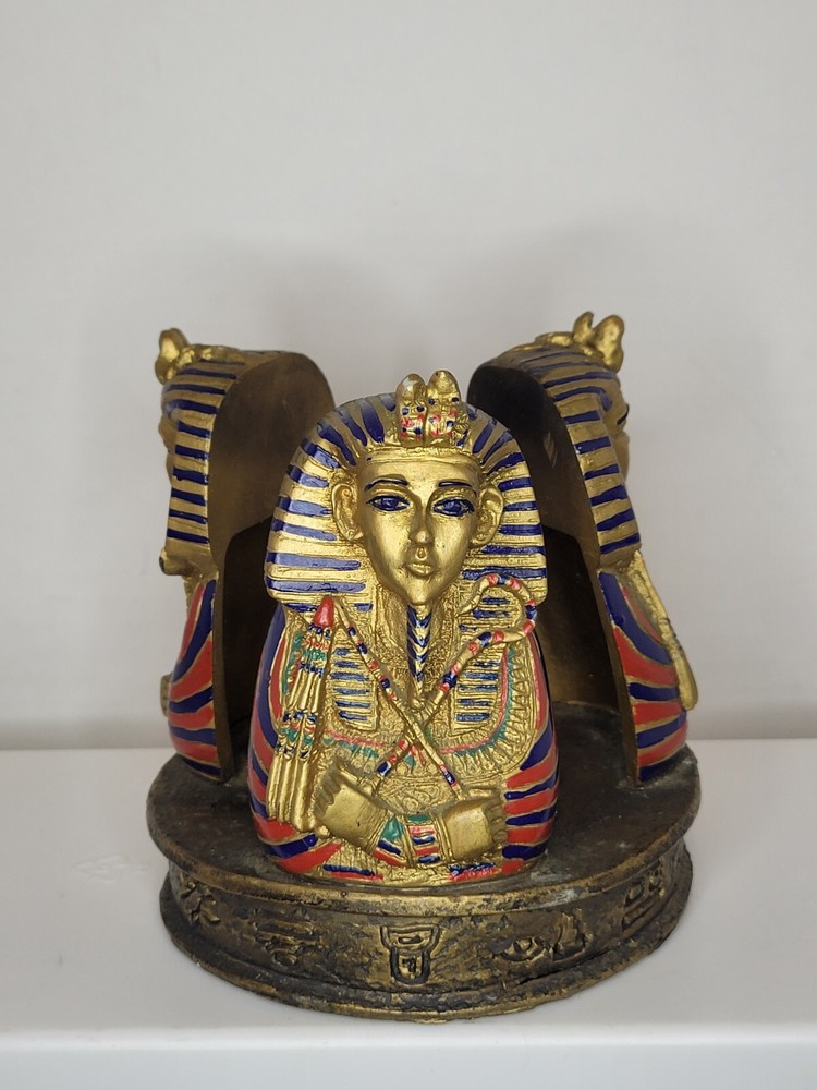Egyptain pharaoh Bust candle Holder, Has Small Damage Decor Replacement