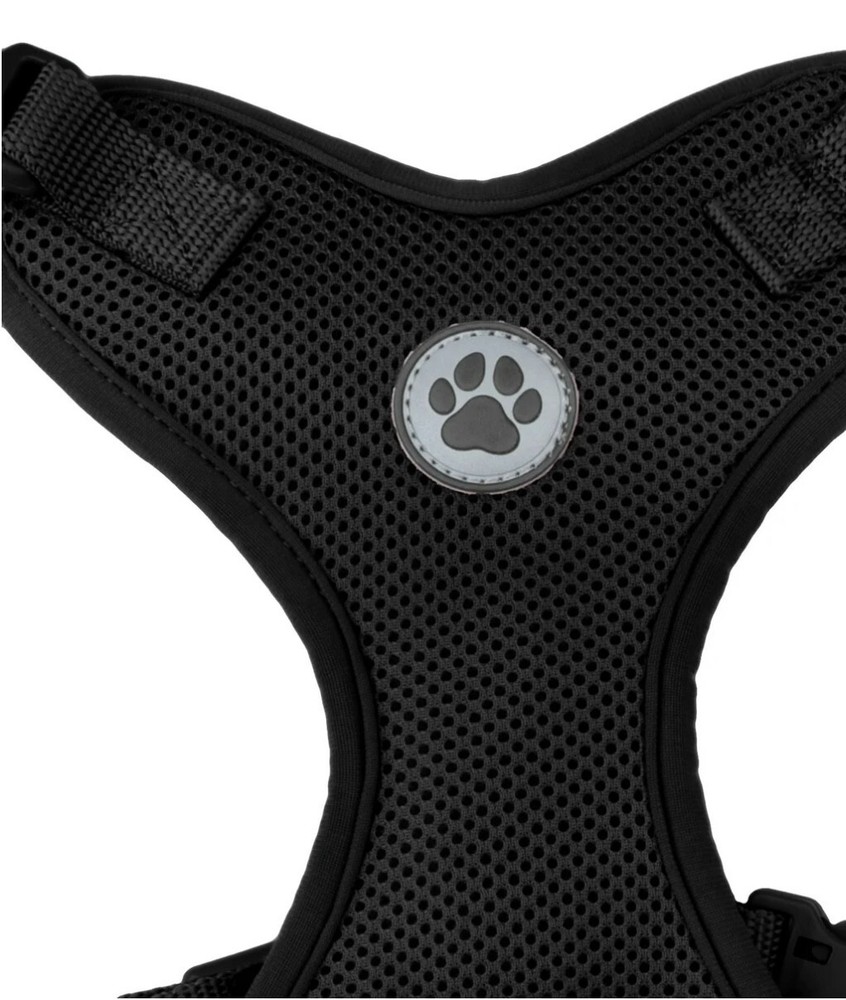 Vibrant Life Mesh Adjustable, Reflective Dog Walking Harness, Black, Large