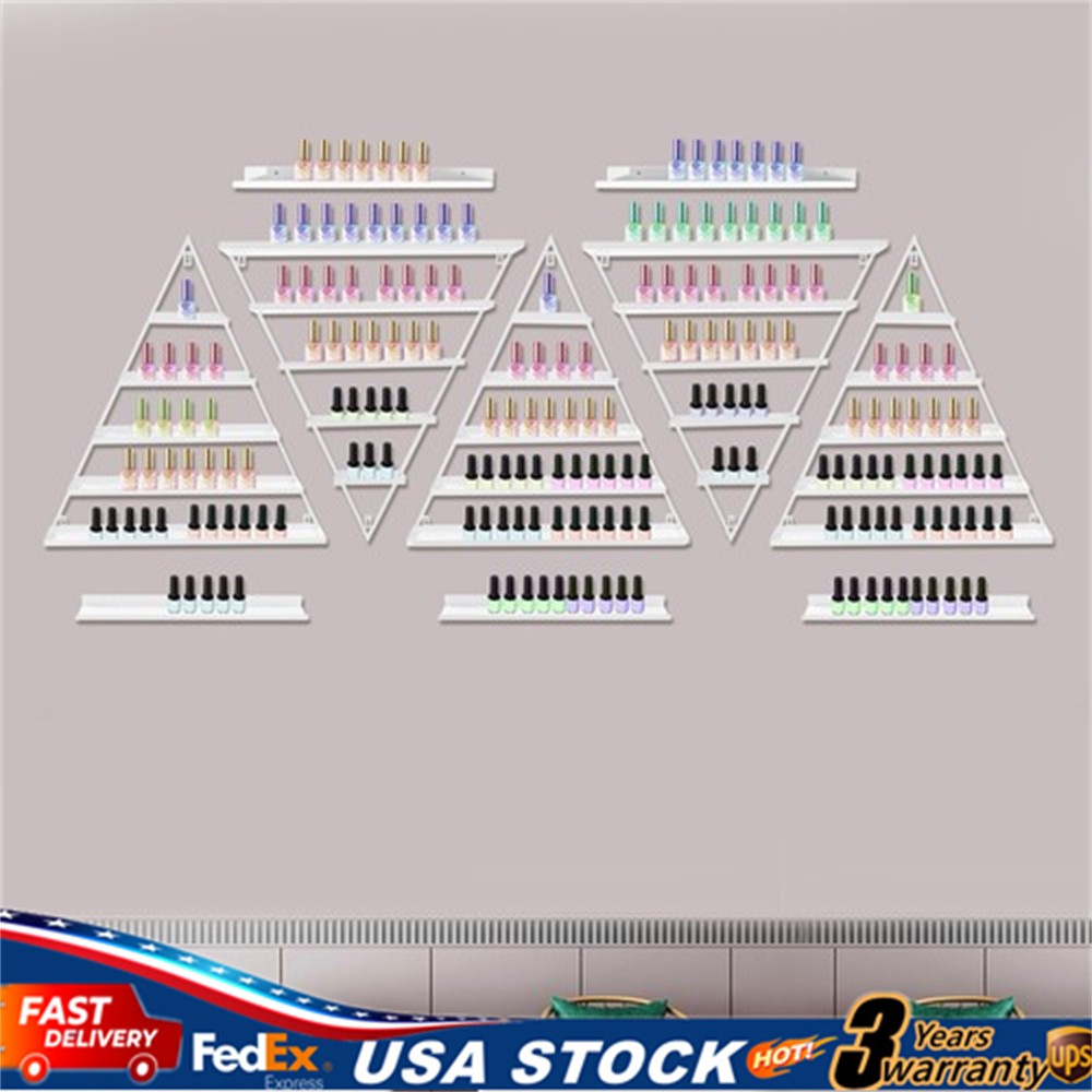10Pcs Wall-mounted 5-tier Display Racks Nail Polish Triangular Nail Polish Racks