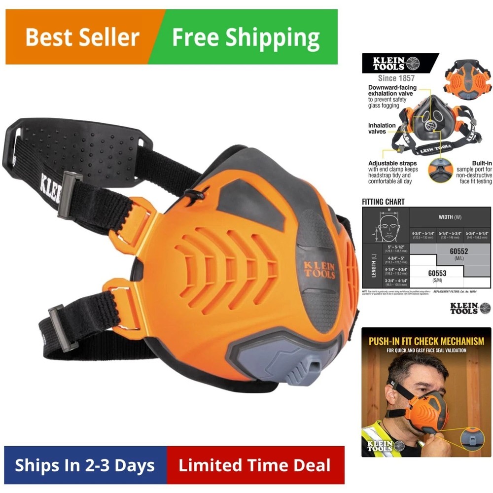 60553 Reusable P100 Half-Mask Respirator with Replaceable Filters for Dust, M...