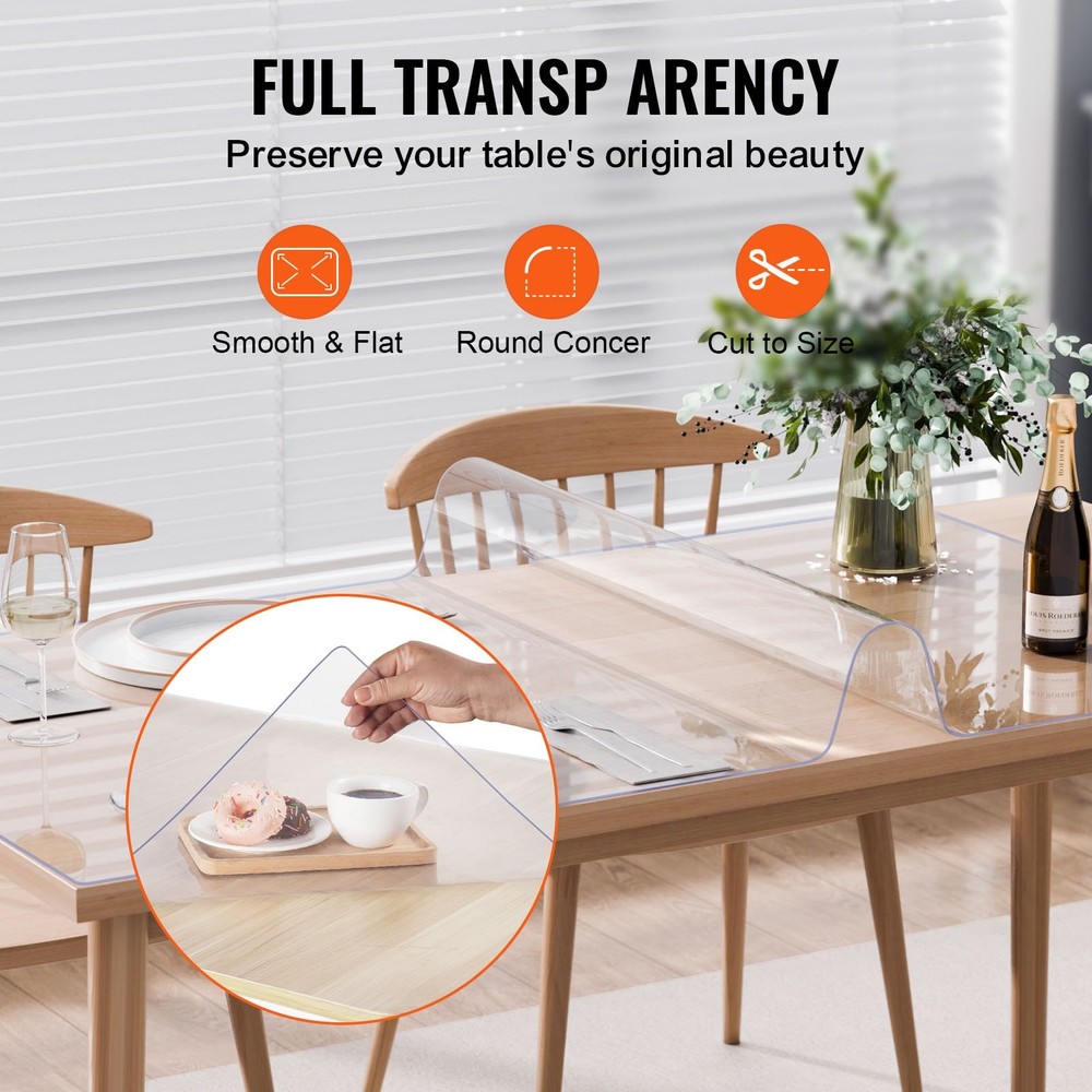 Plastic Table Cover, 42 x 60 Inch 2.0 mm Thick Clear Table Protector, Rectangle
