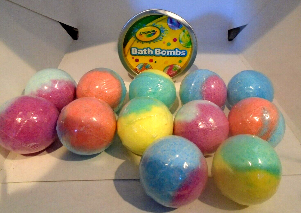 Crayola Scented Bath Bombs Bubble Gum Cotton Candy Grape & Lemon 12 Count