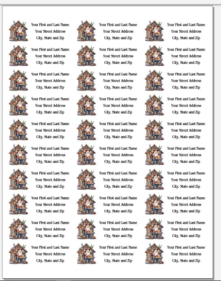 150 Christmas Santa Workshop Mailing Return Address Labels Personalized