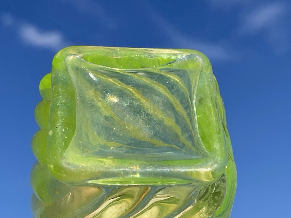 Antique Uranium Vaseline Glass Bottle (Pre-1900s)