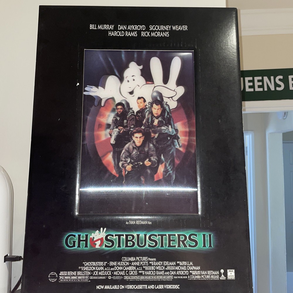VINTAGE RARE GHOSTBUSTERS 2 VHS LASERDISC LENTICULAR STORE DISPLAY