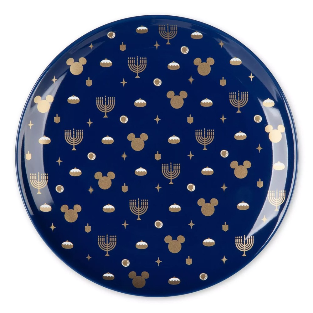 Disney Mickey Mouse Stoneware Hanukkah 4pc salad appetizer dessert Plate Set