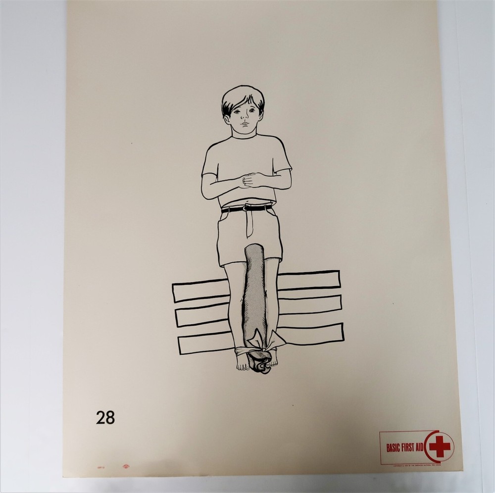 Vtg American National Red Cross Basic First Aid Drawing 2 Side Ephemera 1970 33